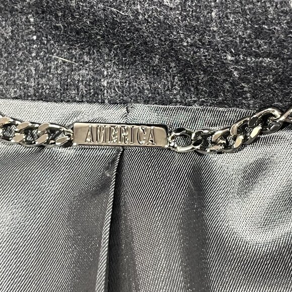 America Blazer Mens S Gray Pinstripe Wool Blend 3 Button Zip Insert Sport Coat - Picture 4 of 11